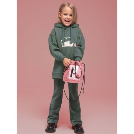 Sweatshirt for girls, height 104 cm, khaki color-8