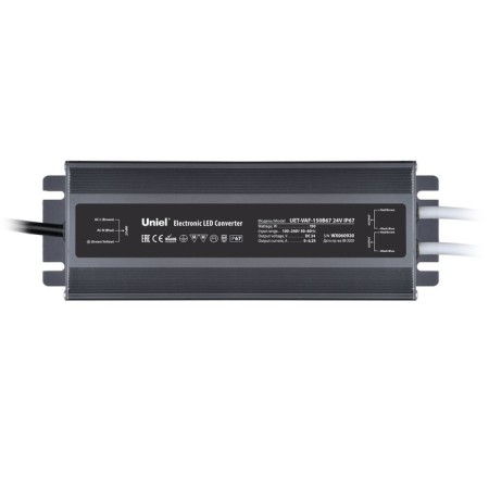 Uniel, 150 watts, IP67, 24 V, 50-60 Hz, 6.3A, 2 exits, silver color, silver