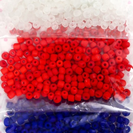 Round beads 6/0 "Matte Patriot" 3 colors x 20 g 20x8x0.7 cm-1