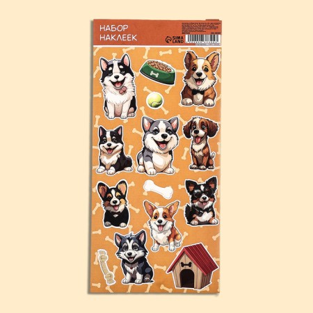 Paper children's stickers 10 x 22 cm, "dogs"