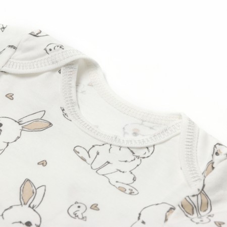 Body baby with short sleeve, white color/bunnies, height 68-1