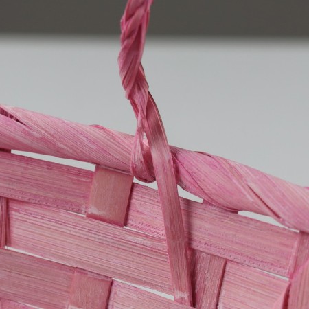 Wicker basket, d23 x 17 x 10/36 cm, pink, bamboo-2