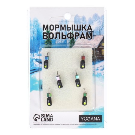 Mormyshka column black, lime eyes + chameleon cube, weight 1.4 g-3