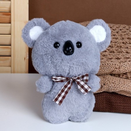 Soft toy "Koala" with a bow, 20 cm, color gray color