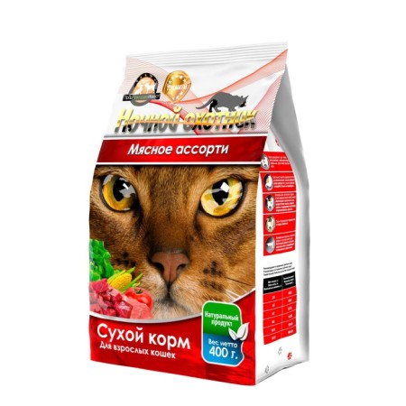 Dry food "Night Hunter" for cats, meat assorted, 400 grams