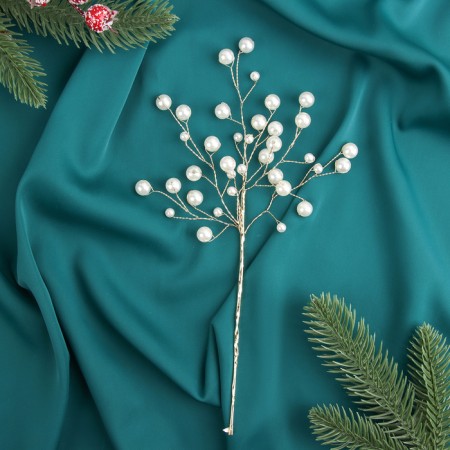 Decor "Crystal Tale" 29 cm, twig with pearls