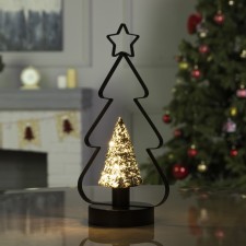 LED figure “Silver Christmas tree” 14 × 32 × 14 cm, metal, batteries AAAX3 (not in the kit), glow warm white