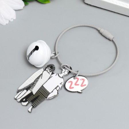 Acryl keychain on a cable with a bell "couple. Pajama party" 10x5 cm-2
