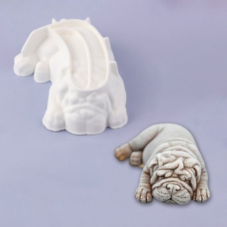 Mold "dog", silicone, 9.5 × 7 × 3.2 cm, white color