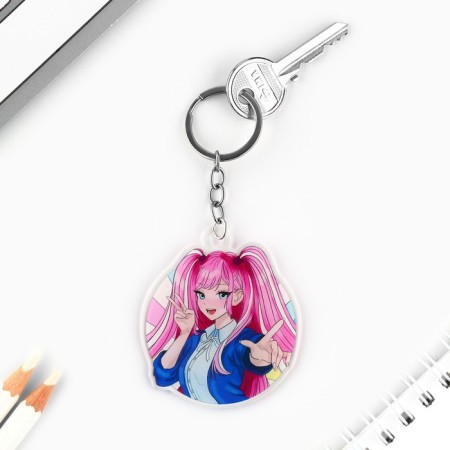 Key keychain children's acrylic "Cool girl", 5.9 x 6.7 cm-2