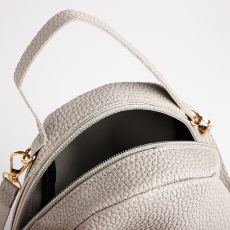 Women's backpack-Mini of artificial leather with lightning, 1 pocket, color gray color-3