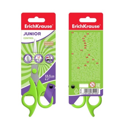 Baby scissors 15.5 cm, Erichkrause Control Junior, with rounded ends of blades, mix-5