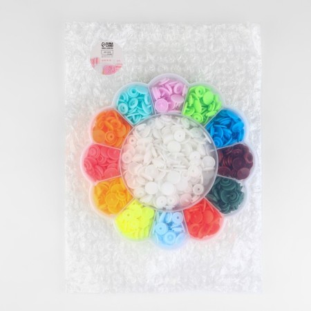 Plastic buttons, d = 12 mm, 180 pcs, in the organized organizer "Flower", color colorful color-6