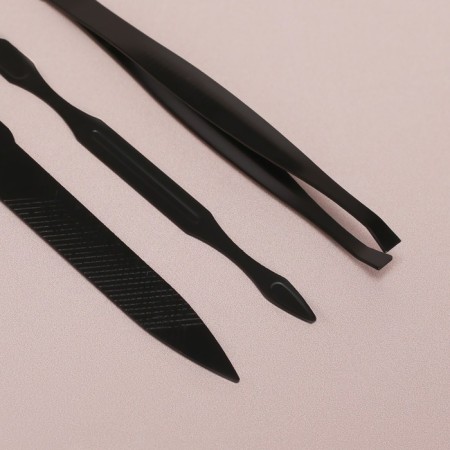 Manicure set, 6 items, in case, black/red color-7