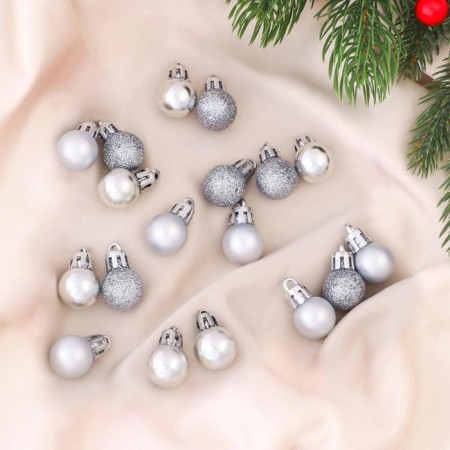 Set of balls plastic D-2 cm, 18 pcs "Nebilia" silver