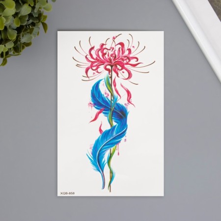 Tattoo on the body color "Flower with a pen" 11.4x21 cm
