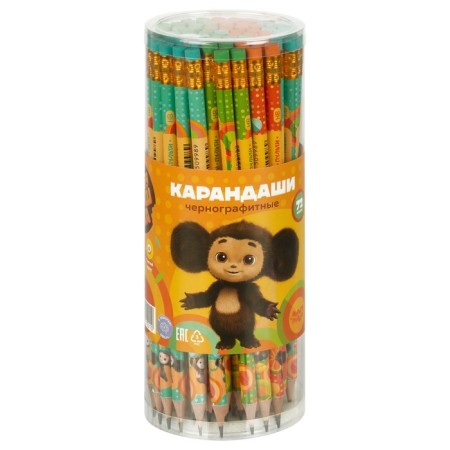 Pencil Black-Beti Pulti "Cheburashka" HB, with an eraser, round, sharpened mix