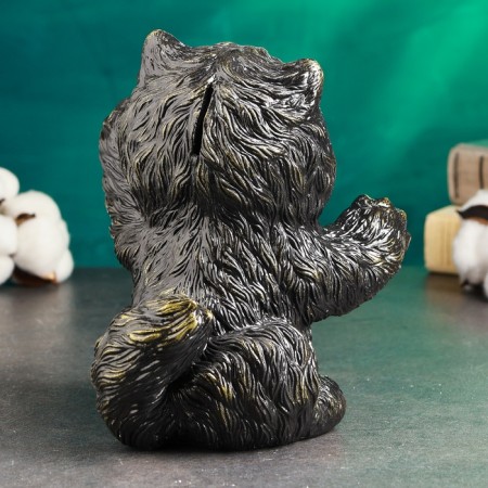 The piggy bank "joyful cat" is black, gold, 20cm-4