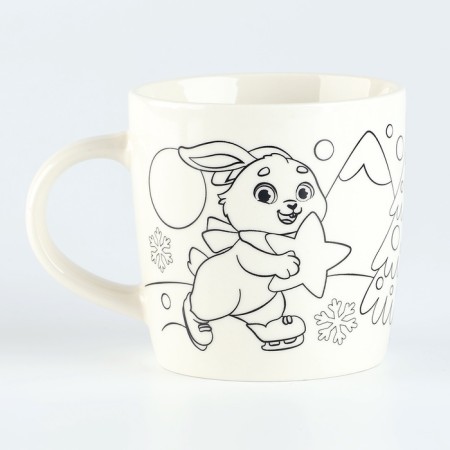 New Year's set for creativity. Mug for coloring "New Year! Bunny "with a soft toy, 300 ml-4