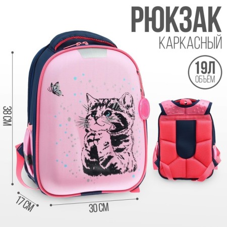 Frame backpack 38 x 30 x 17 cm, ergonomic back, Calligrata Probag "Cat" (school)