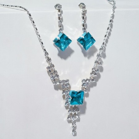 Set 2 objects: earrings, necklace "Light flirting", rhombics, color mix, 45 cm-5
