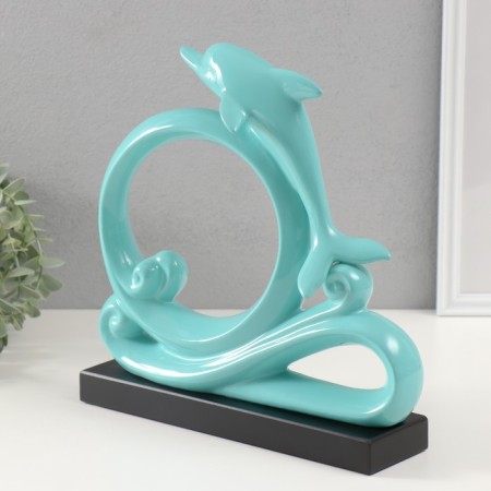 Souvenir Ceramics "Dolphin on the waves" turquoise 7.5x27.5x27 cm-1