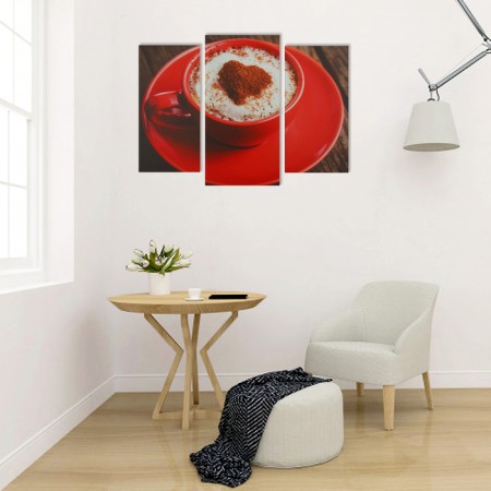 Modular painting on the subframe "Coffee in a red circle" 2CT-25.5*50.5.30.5*60cm, 60x100 cm-1