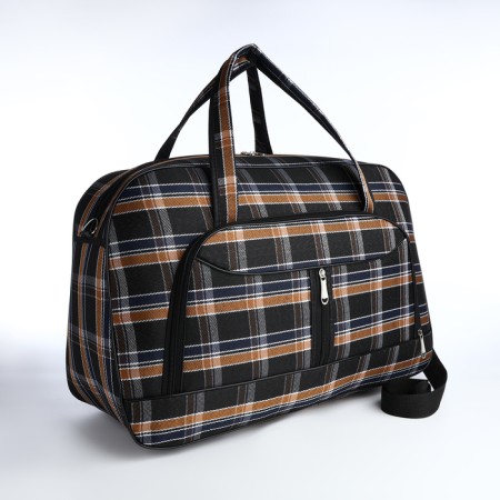 Road bag with lightning, external pocket, long belt, brown color