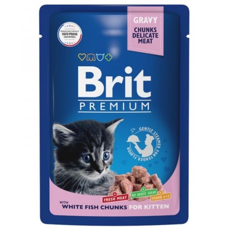 Wet Brit Premium food for kittens, white fish in sauce, spider, 85 g