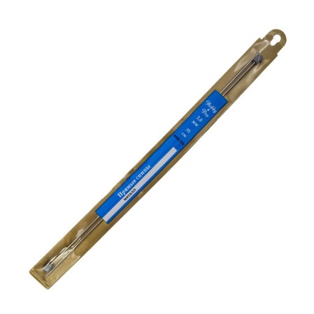 The knitting needles are straight, metal, 35 cm/2.0 mm