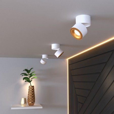 Ceiling accent light (SPOT) ELEKTROSTANDARD, KLIPS LED 15 W, 100X100X106 mm, IP20, white matte/gold color-3