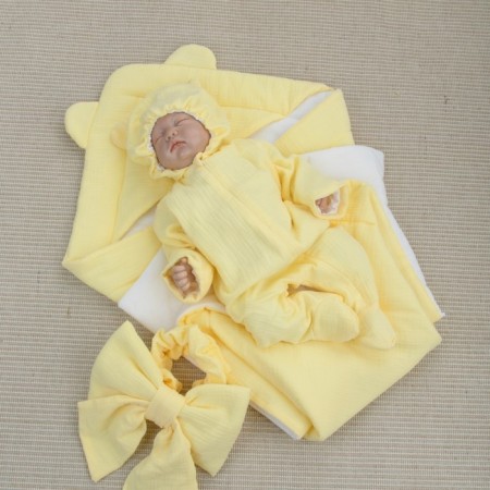 Kinderlitto “Muslin” discharge kit, 4 items, height 50-56 cm, yellow color-3