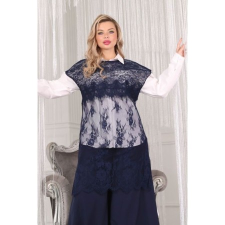 Women's tunic, size 54, blue color-4