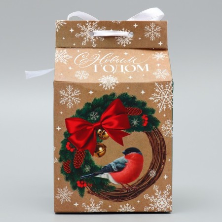 Packaging for confectionery "Happy New Year", bullfinch, 8 x 10 x 16 cm, New Year-3