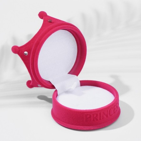 Velvet case under the pendant/ring "Crown", 5.5 × 5.5 × 4.5, pink color, white insert-2