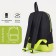 Youth backpack from lightning textiles, external pocket, “ZFTS”, black/green color