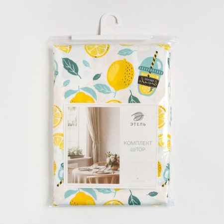 Curtains for the kitchen Ethel Lemonada 149x180 cm - 2 pcs, grabbing - 2 pcs, 80% HL, 20% PE-7