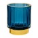 Decorative candlestick made of colored embossed glass, 70 × 70 × 80 mm, blue color