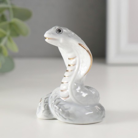 Souvenir Ceramics "Gray Cobra" with gold set of 8 pcs 4.5x4.4x6.6 cm-2