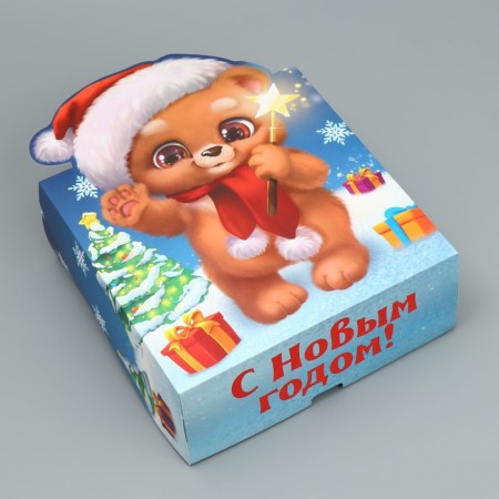 Folding box “Happy New Year!”, Bear, 25 x 25 x 10 cm, new year-1