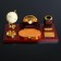 Table 6B1 set (block d/papers, submitted. D/print, pencil case, clock, business card holder, globe)