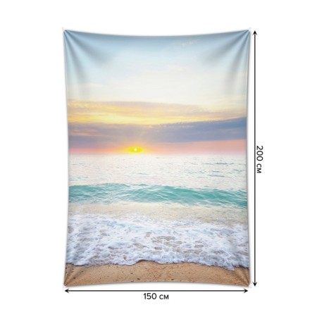 Decorative panel with photo printing "Foamy shore", vertical, size 150x200 cm-1