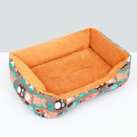 Animal bed lynch + rattan rug, 45 x 30 x 15 cm, beige-gray-1