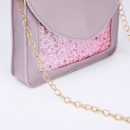Bag on a strap with a chain, 19x5x15cm, lilac color-5
