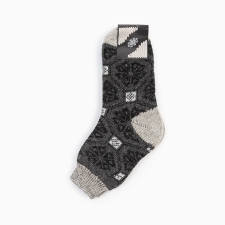 Male woolen socks “Snowflake in the ornament”, gray color, size 29-3
