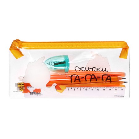 Penal soft, 1 compartment, 95 x 205 mm, flat, with filling 9 items, calligrata "geese-gushi", universal-10