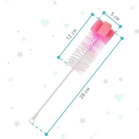 Brush for bottles with a sponge, color mix-1