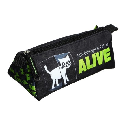 Penal soft, 1 department, 85 x 200 x 65 mm, voluminous, Phoenix "Scientific Cat" Black/Green 61898