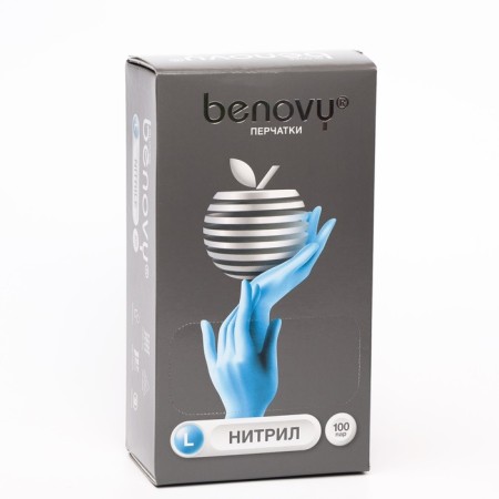 Medical gloves nitrilly, non -sterile, non -puddered Benovy L, blue-3