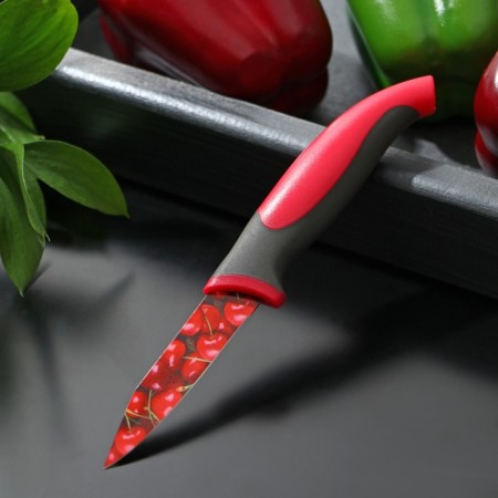 Kitchen knife with an anti -wagoning coating of the valve "cherries", blade 8 cm